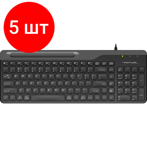 Комплект 5 штук, Клавиатура A4Tech Fstyler FK25 черный USB slim