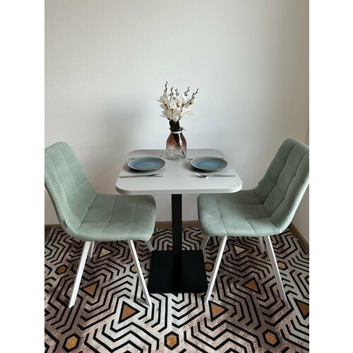 Стол кухонный обеденный нераскладной 60х60 h76 см лофт ЛДСП черный шиншилла