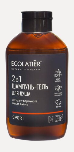 Изображение товара ECOLATIER Шампунь и гель для душа 2 в 1 Sport муж, 400 мл