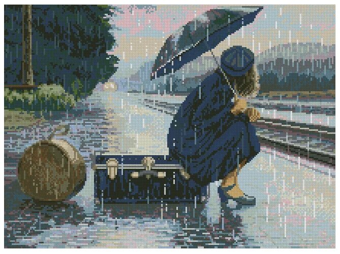 Набор для вышивки крестом Dahlia Rainy Girl Bad Weather 14CT 14CT Canvas 39X29CM