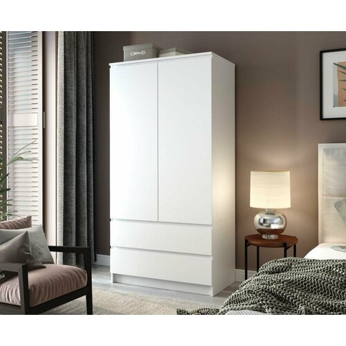 Шкаф высокий белый для одежды 90x210x50