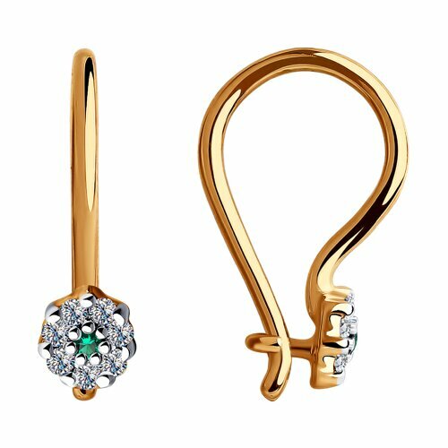 Серьги Diamant, золото, 585 проба, фианит