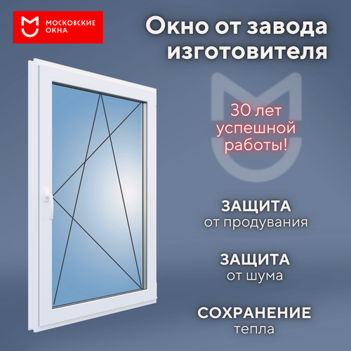 Изображение товара Пластиковое ПВХ окно 1300х800 мм (ВхШ) рехау BLITZ одностворчатое правое поворотно-откидное, с двухкамерным стеклопакетом