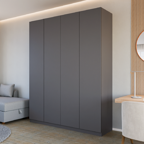 Изображение товара Шкаф распашной Марсель - 2 | ЛДСП Графит | Механизм открывания push-to-open