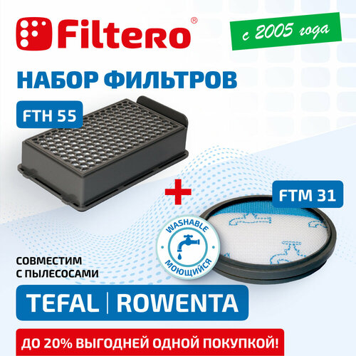 Filtero FTH 55 HEPA + FTM 31, набор фильтров для пылесосов Tefal, Rowenta