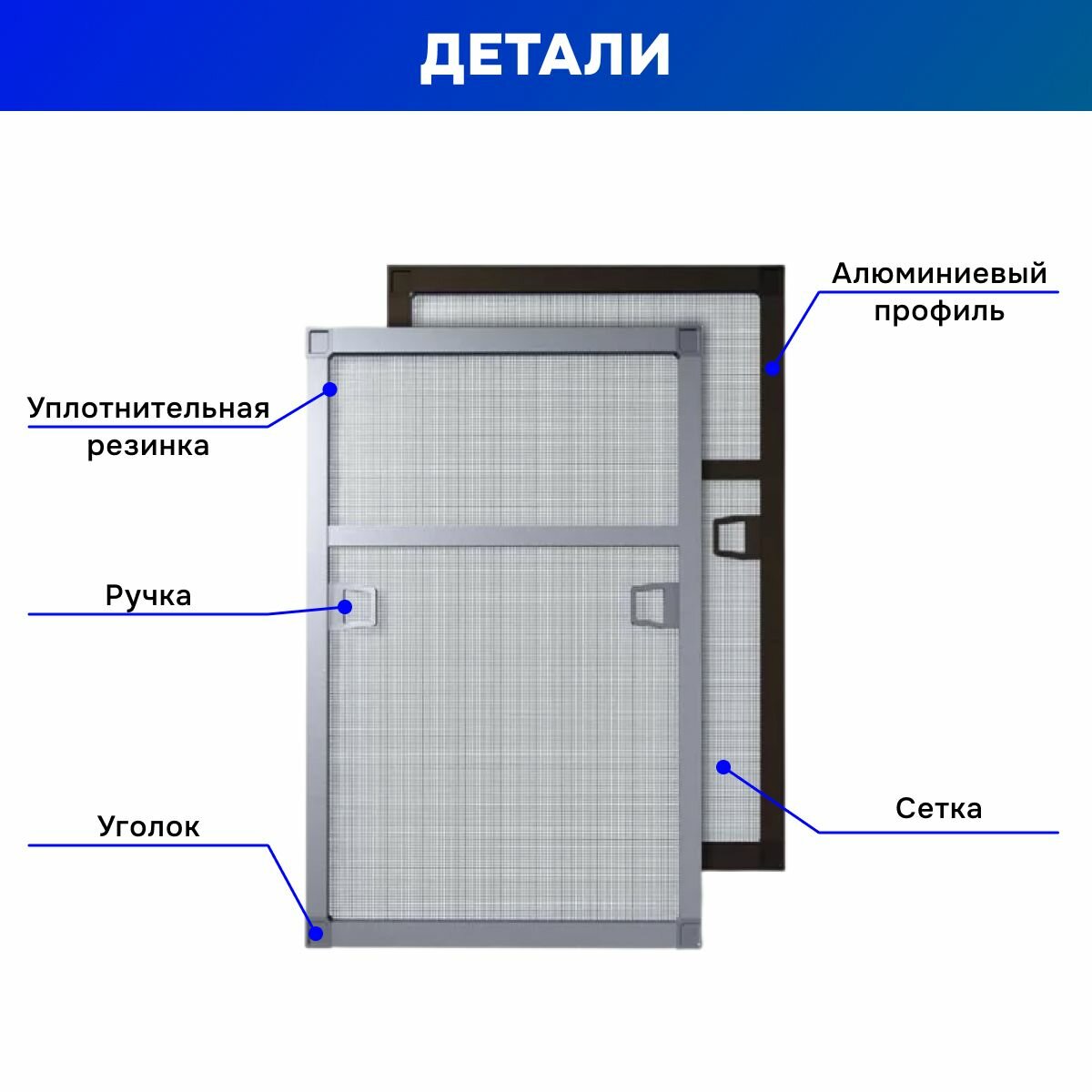 Комплект для ремонта москитной сетки со шнуром, 1,4х2 м — фото 1