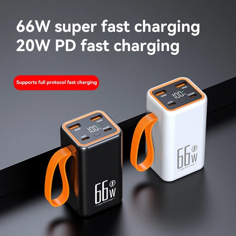 Xiaomi Mini Power Bank 50000 мАч, двусторонняя, 66 Вт, быстрая зарядка, портативное внешнее зарядное устройство для iPhone Xiaomi Huawei, Black 50000mAh — фото 1