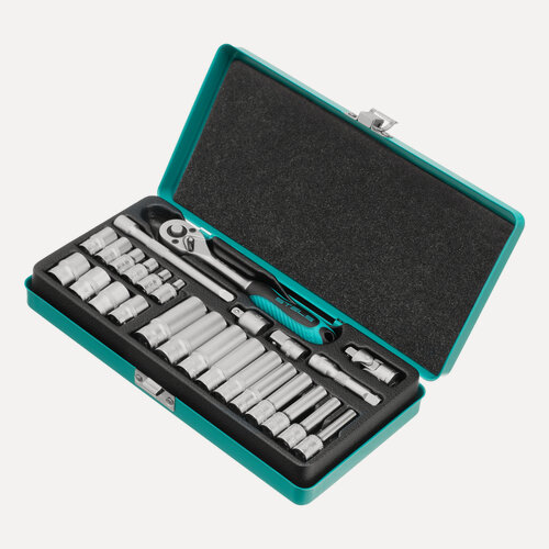 Изображение товара Набор торцевых головок с трещоткой Stels 1/4", 26 предметов 13574