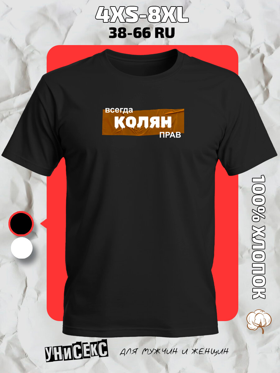 Футболка с принтом имя Николай Коля, размер M, черный