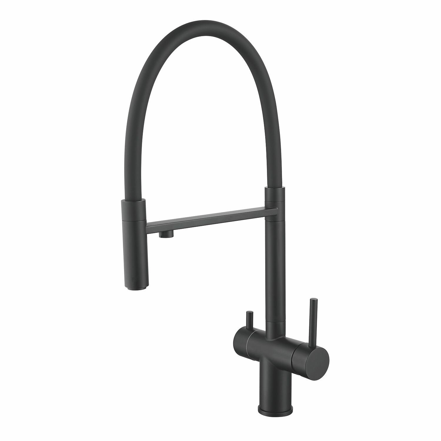 Смеситель для кухни однорычажный с гибким изливом, с подключением фильтра Shevanik S178H, Черный