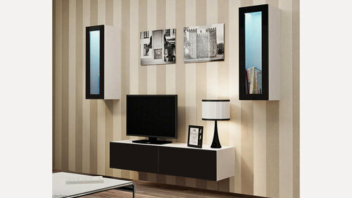 Изображение товара Гостиная Виго 8 Черный 0190 / Белый Фасадный 0101 NOW 210x42x180 см, Дом мебели для вас