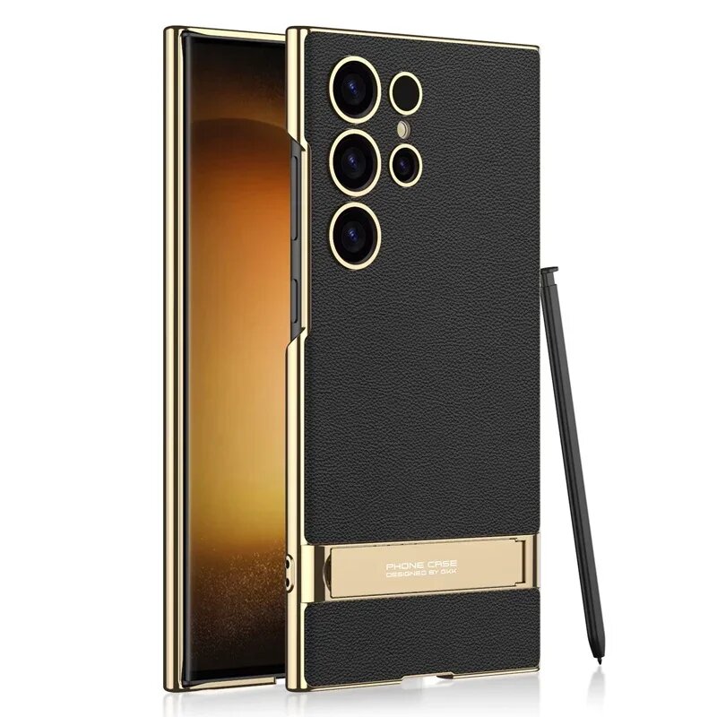 Для Samsung Galaxy S25 S24 Ultra S23 Ultra чехол-кронштейн Gkk гальванический кожаный защитный чехол для камеры телефона Funda