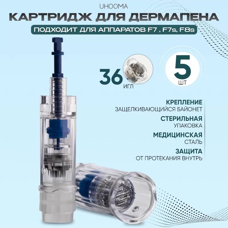 UHOOMA Картридж к F7 F7s F30 F8s 36 needle cartridge для дермапен мезопен / 36 игл / UNK2PRO-5 шт — фото 1