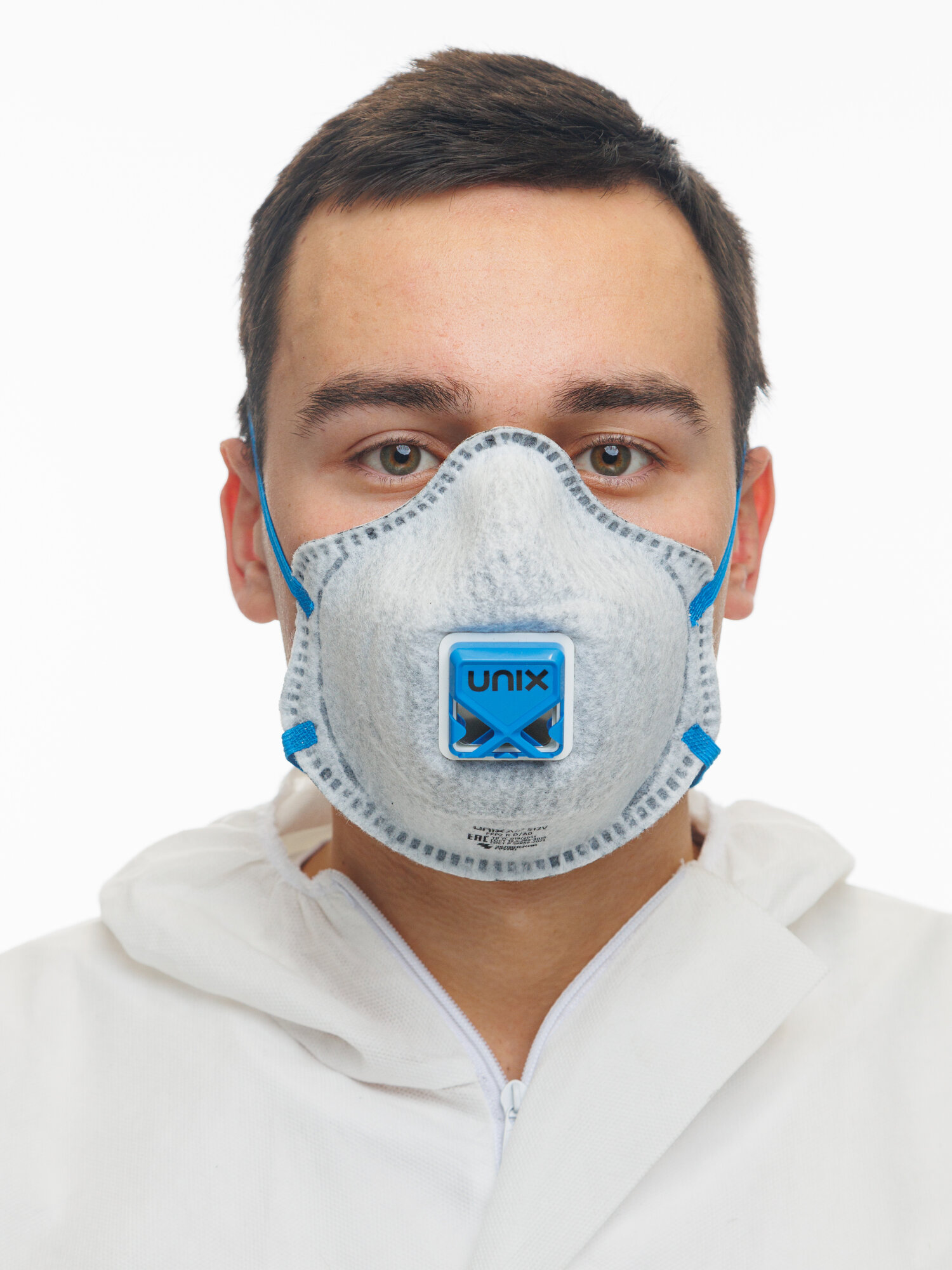 Картинки Респиратор для покраски и сварки UNIXAir 512V FFP2 A0 R D от химии многоразовый угольный с клапаном