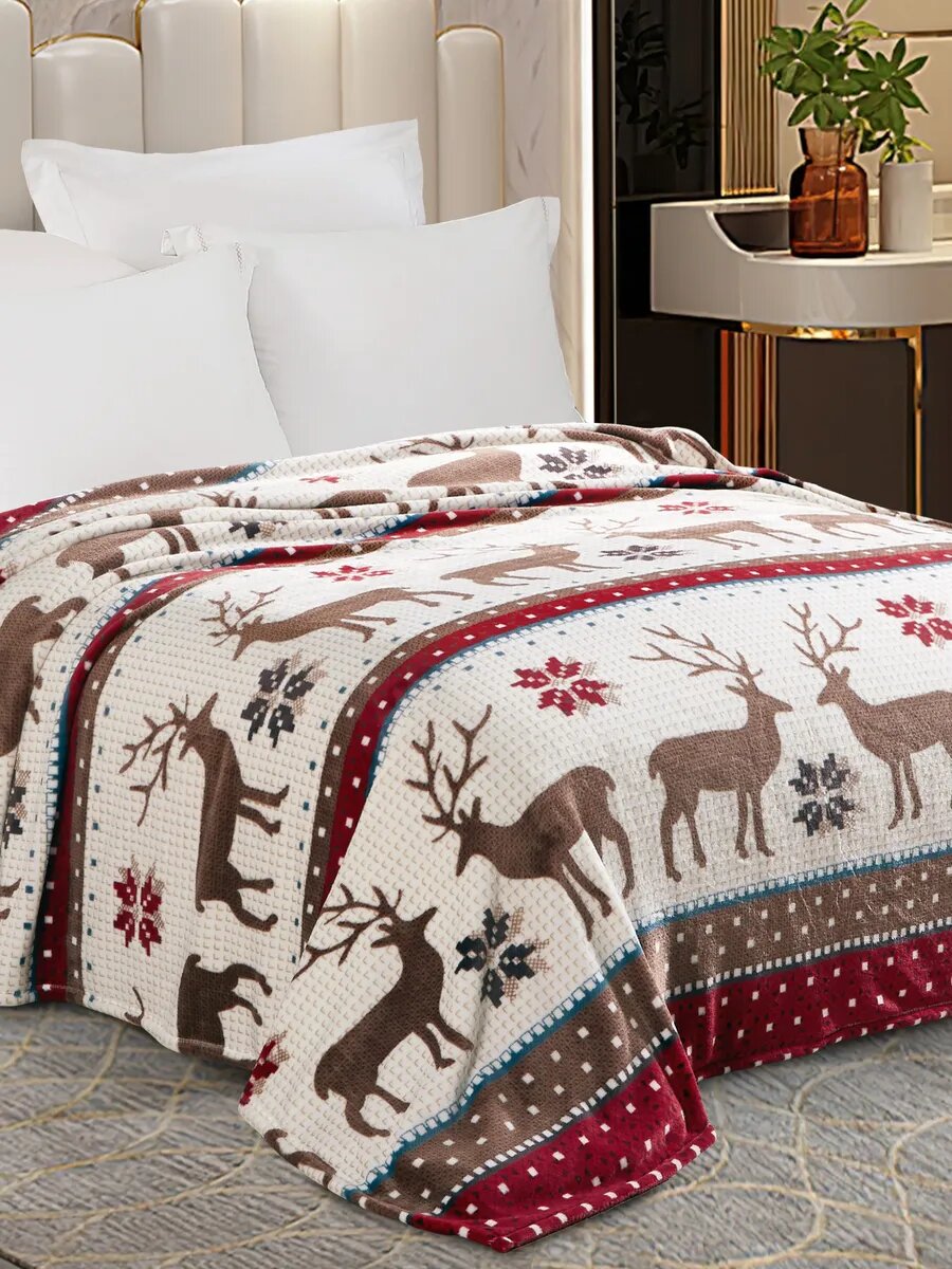 Плед 200х220 пушистый толстый на диван и кровать плюш