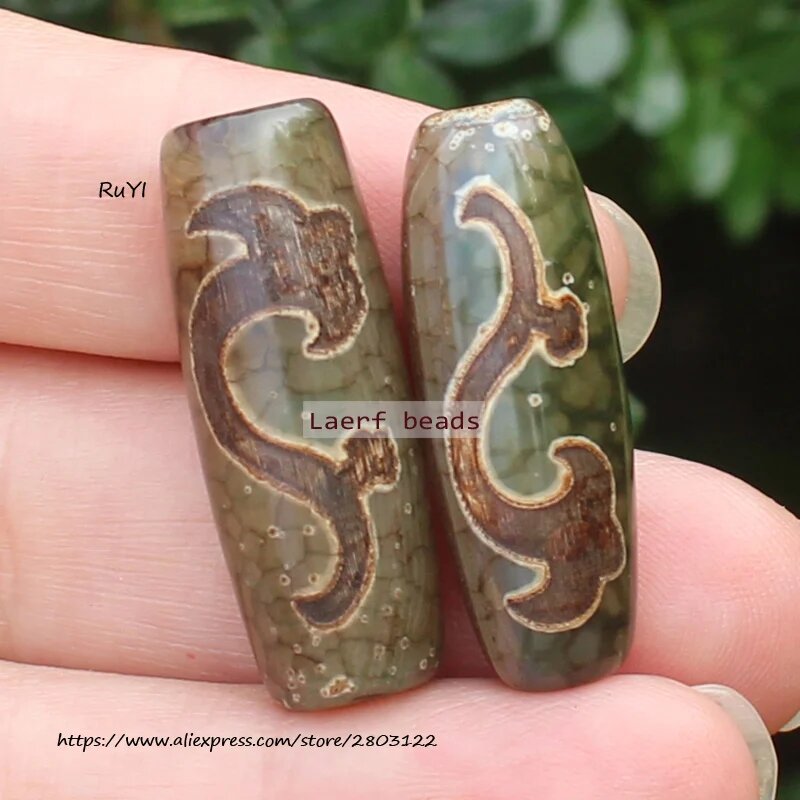 Агатовые бусины лаerf beads, 3 шт, 10x30 мм, 21 глаз, 32 RuYI