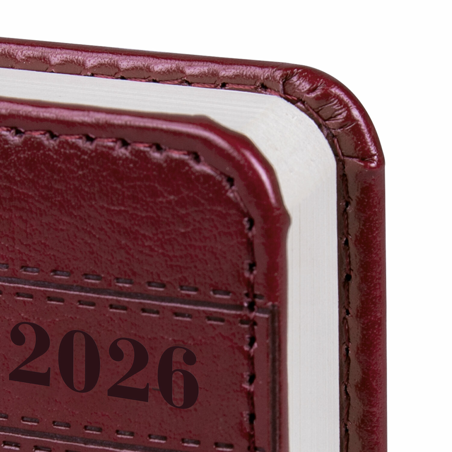 Ежедневник датированный 2026, малый формат 100х150 мм, А6, BRAUBERG "Imperial", под кожу, бордо, 117254 — фото 1