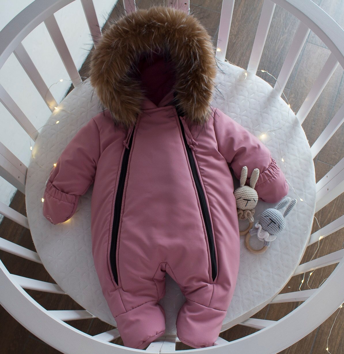 Комбинезон утеплённый MAMINY ZAPISKY Зима, размер 62-68, , розовый