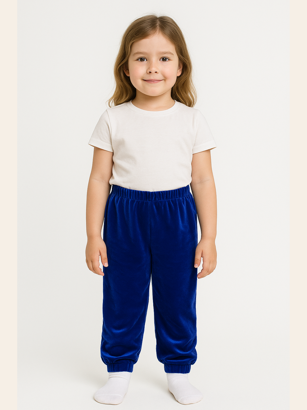 Брюки  Велюровые штаны на резинке для детей, размер 4, синий — фото 1