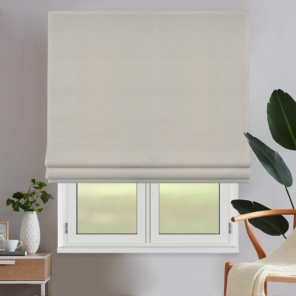 Римская штора Блэкаут (Dim-out) на окно OLEXDECO 160х170 см для кухни гостиной детской ткань Монро цвет холодный бежевый с кордовым карнизом