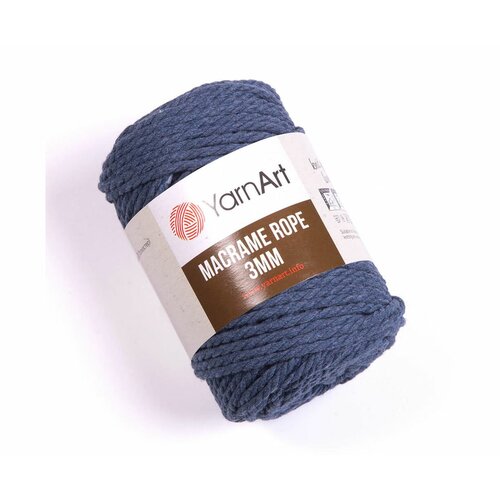 Пряжа YarnArt Macrame Rope 3mm джинсовый (761), 60%хлопок/ 40%вискоза/полиэстер, 63м, 250г, 5шт