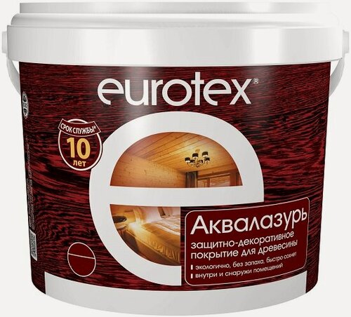 Изображение товара Антисептик Eurotex Аквалазурь 9кг Белый Акриловый для Внутренних и Наружных Работ / Евротекс Аквалазурь.