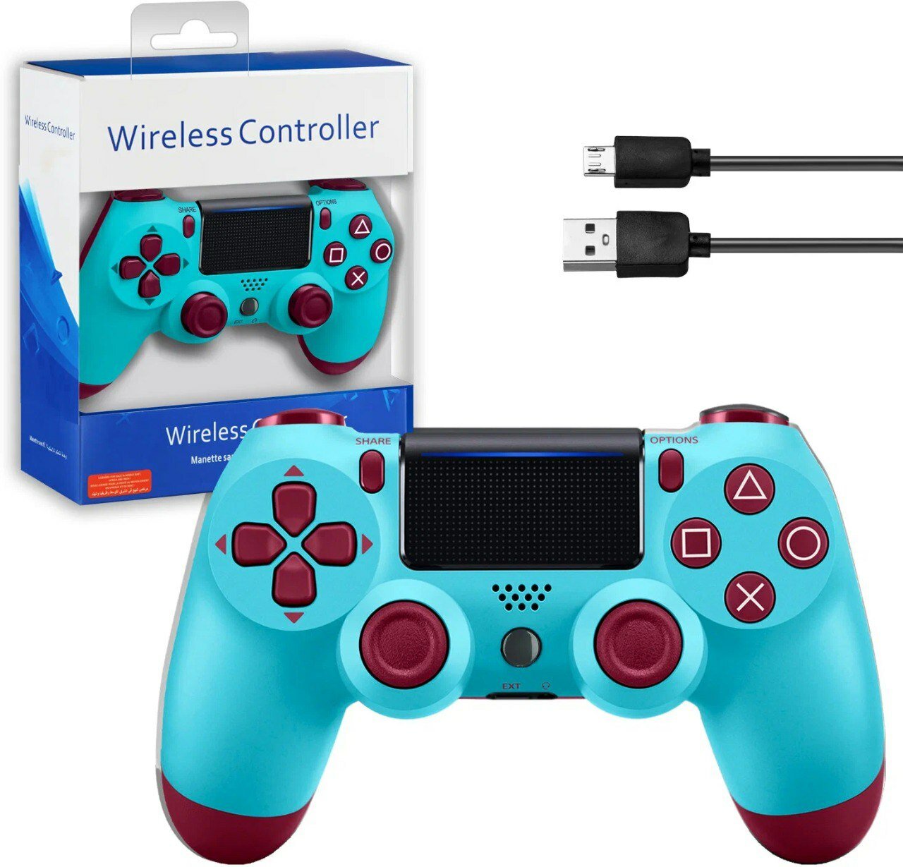 Беспроводной Bluetooth джойстик для PS4 контроллер подходит для Playstation 4 бирюзовый