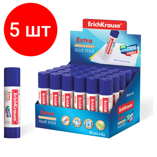 Комплект 5 шт, Клей-карандаш ERICH KRAUSE, 8 г, 4433 клей карандаш erich krause extra 8 г