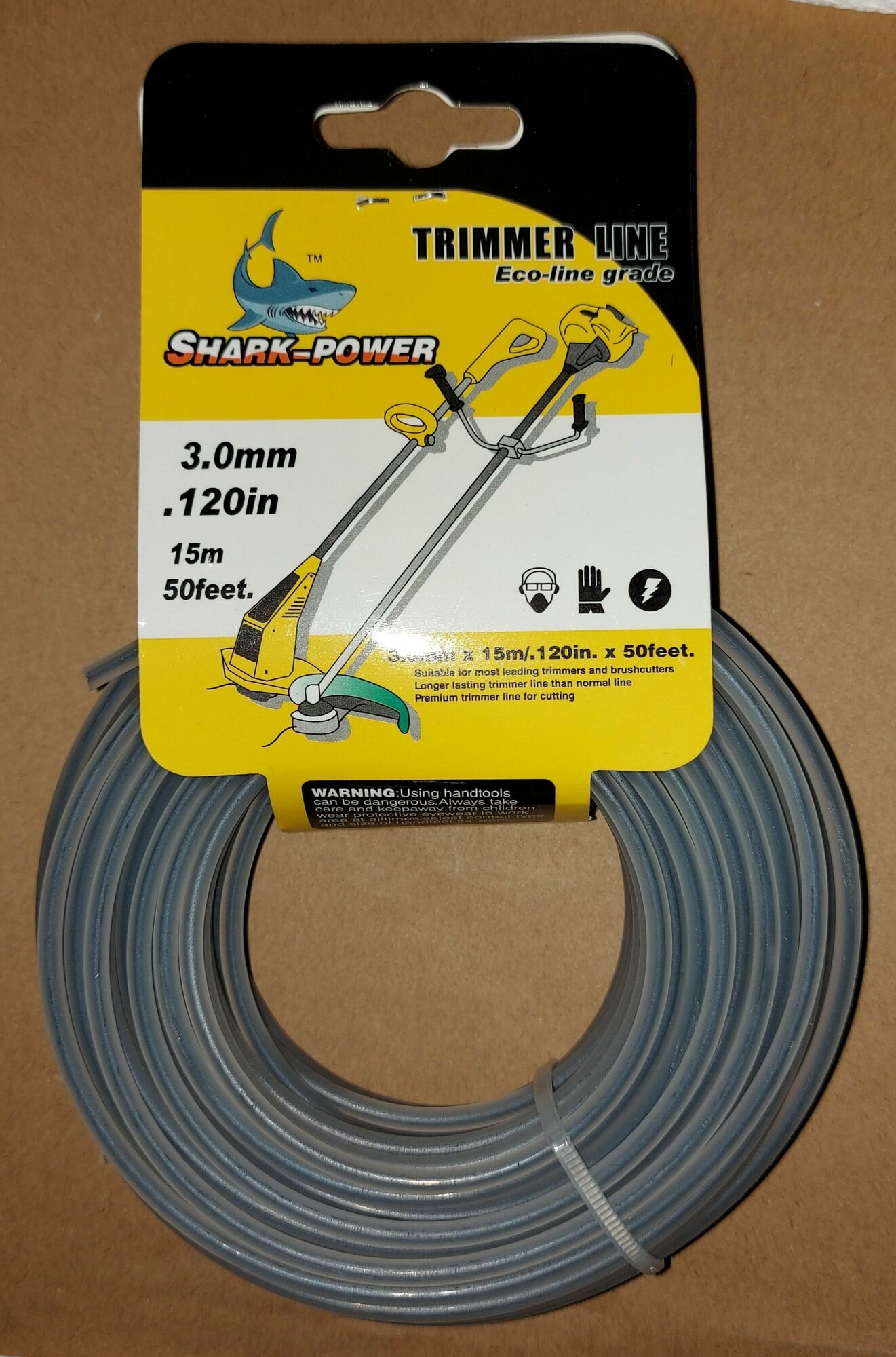 фото Леска для триммера 3мм*15 м. п с тросиком внутри круглая