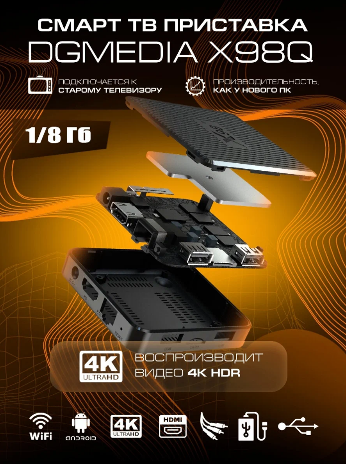Смарт ТВ приставка Android Media Player 1/8Gb Wi-Fi 4K Amlogic S905W2