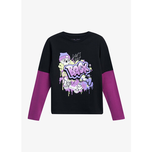 фото Лонгслив funday, размер 152, черный