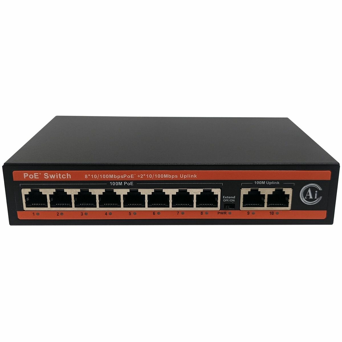 Коммутатор PoE Recon RN-F0802WD, 8 портов PoE+ 100 Мбит/с, 2 порта Uplink 100 Мбит/с, бюджет PoE 120 Вт, для питания IP камер видеонаблюдения, точек доступа — фото 2
