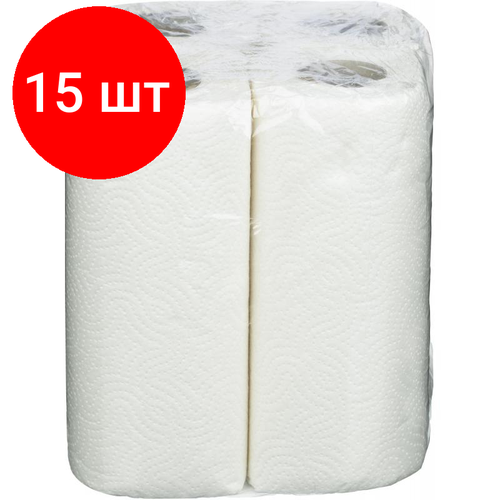 Комплект 15 упаковок, Полотенца бумажные 2сл бел 12.5м 4рул/уп бумажные полотенца zewa двухслойные 4 шт 2 уп