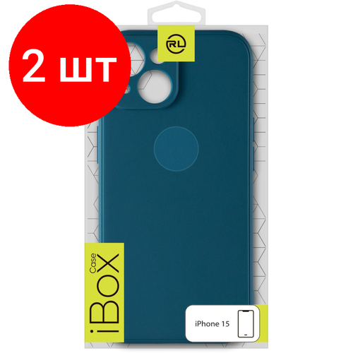 Комплект 2 штук, Чехол накладка силикон Red Line iBox Case для iPhone 15, синий