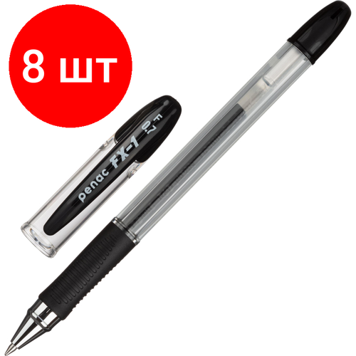 Комплект 8 штук, Ручка гелевая неавтомат. PENAC FX-1 0.7мм черная, манж, BA1903-06F ручка гелевая неавтоматическая penac fx 1 0 7мм черная ba1903 06f 12 шт