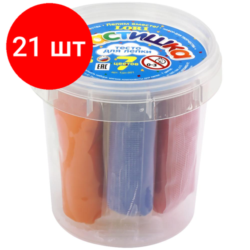 Комплект 21 наб, Набор для лепки, тесто Lori Пластишка, 7цв. по 12 гр, Тдл-001 набор для детского творчества lori пластишка фигурки из теста милые кошки