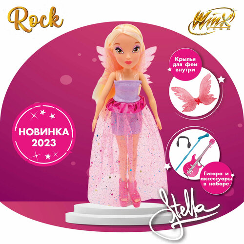 кукла winx club rock стелла с крыльями и аксессуарами 24 см winx club iw01332203 Шарнирная кукла Winx Club Rock Стелла с крыльями и аксессуарами 24 см IW01332203