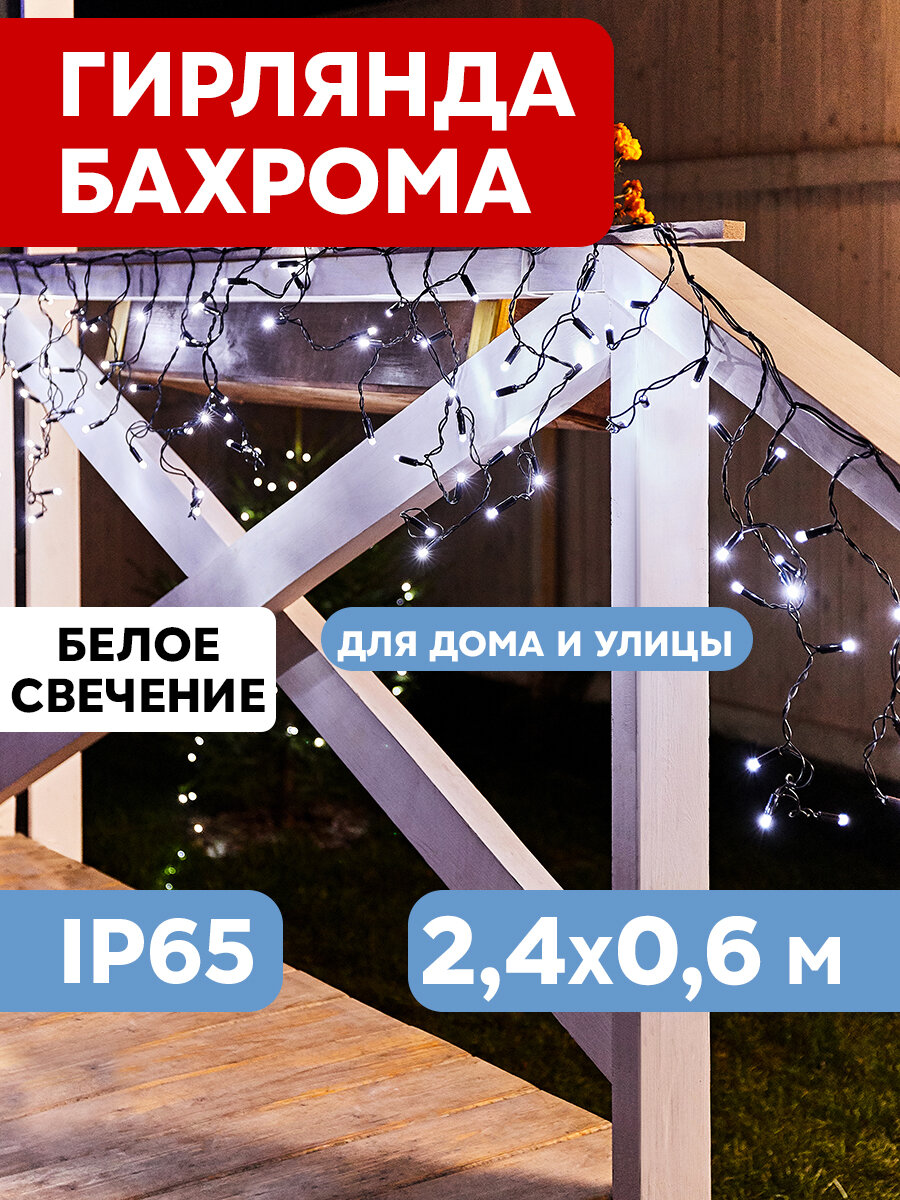 Гирлянда Neon-Night Айсикл 2.4x0.6m 88 LED White 255-032