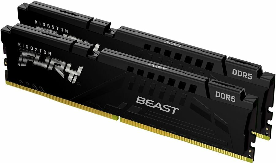 Память 64Gb Kingston FURY Beast Black, DDR5, DIMM, PC41600, 5200Mhz, XMP CL40 (Kit of 4) (KF552C40BBK4-64) (retail)