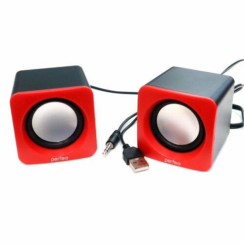 Колонки Perfeo WAVE 20 мощность 2х3Вт RMS красный USB 54900₽