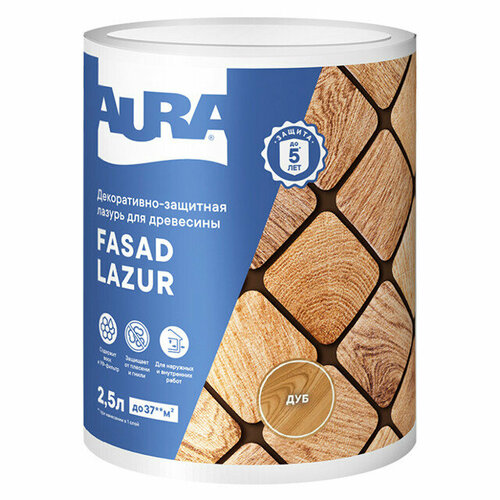 Средство деревозащитное aura fasad lazur дуб 2,5л, арт. aww018