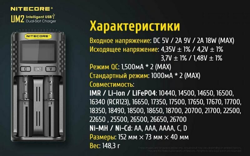 Зарядное устройство Nitecore UM2 — фото 19
