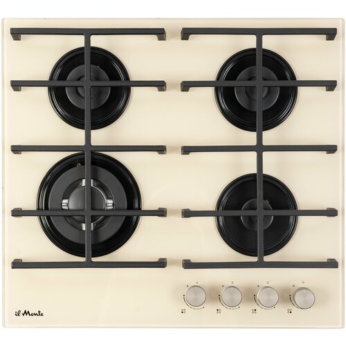 Варочная панель газовая Закаленное стекло 60 см Газ-контроль Турбо-конфорка WOK Автоподжиг Чугунные решетки il Monte BH-673G 3129300₽