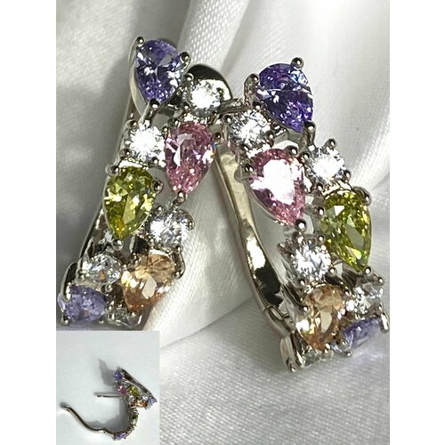 Серьги Florento хрусталь кристалл желтый розовый 934₽