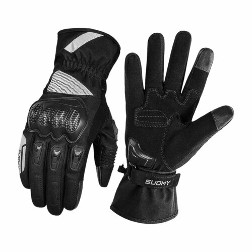 Мотоперчатки перчатки теплые Suomy WP-06 для мотоциклиста на мотоцикл скутер мопед квадроцикл снегоход, черно-серые, 2XL
