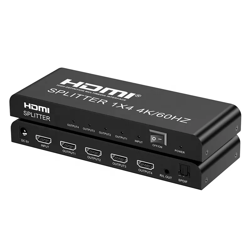 Сплиттер PALMEXX SPT-14V20 1HDMI*4HDMI HDMI2.0 4k@60Hz YUV 4:4:4 HDR Audio Extractor