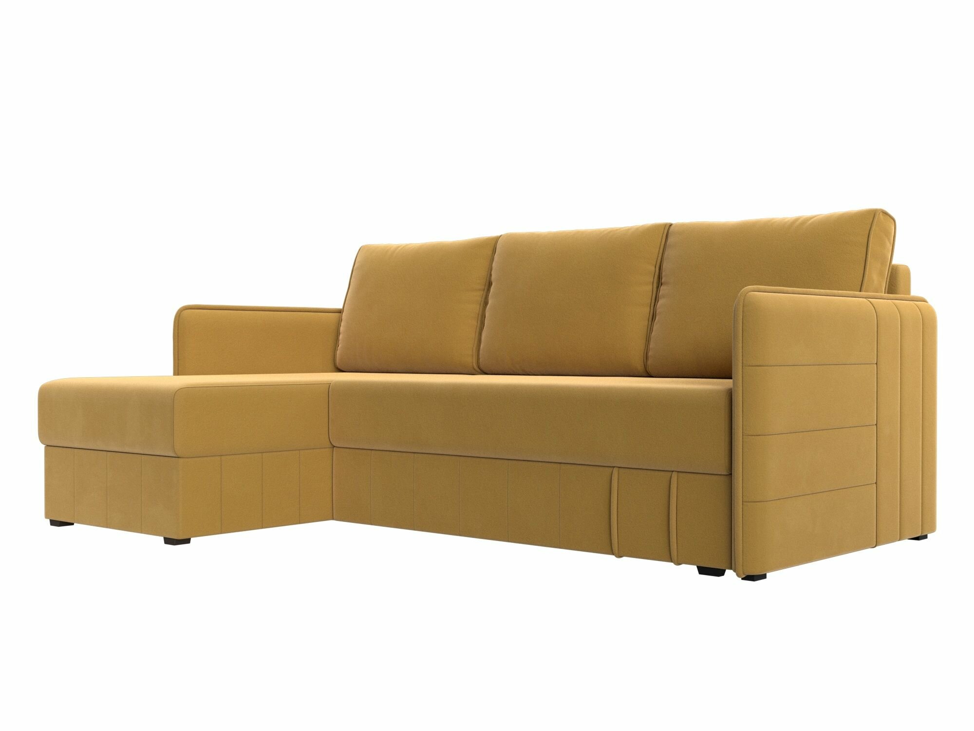 фото Угловой диван Слим левый, Микровельвет желтый