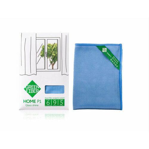 фото Салфетка для стекла green fiber home p1, голубой green fiber размеры: 40 х 30 см greenway