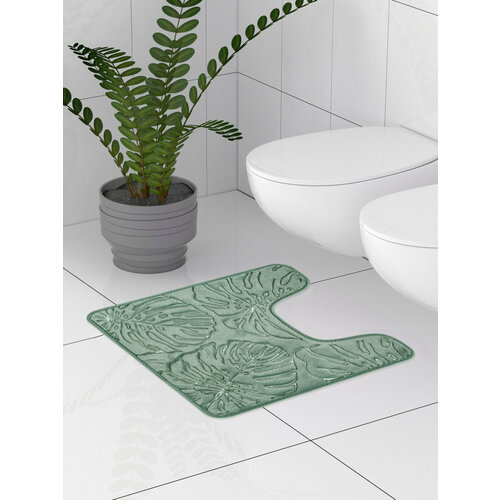 Коврик для туалета DeNASTIA memory Тропики 50х50см зелёный M111182 862₽