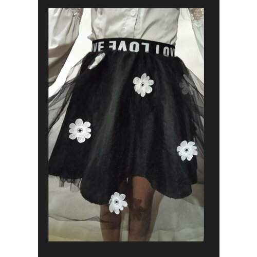 фото Школьная юбка, размер 150/155, черный, белый собственно